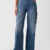 Jeans cargo taille haute à jambes larges