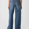 Jeans cargo taille haute à jambes larges