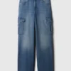 Jeans cargo taille haute à jambes larges
