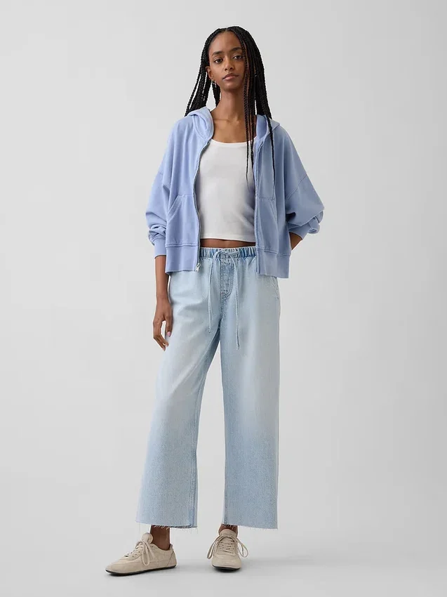 Jeans court ample taille basse style années 90