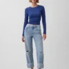 Jeans court décontracté à taille basse