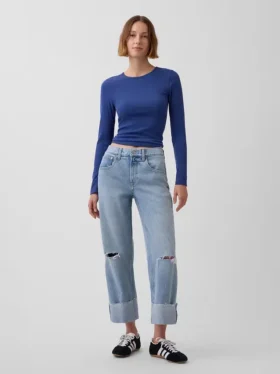 Jeans court décontracté à taille basse
