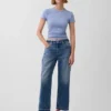 Jeans court décontracté à taille basse