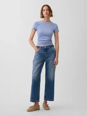 Jeans court décontracté à taille basse