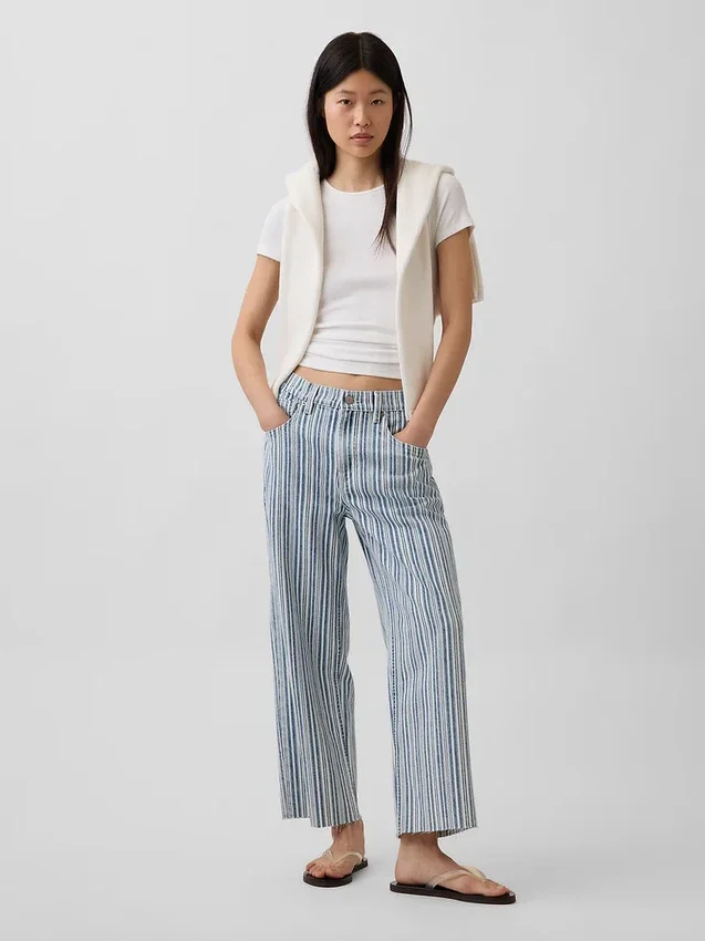 Jeans court décontracté à taille basse