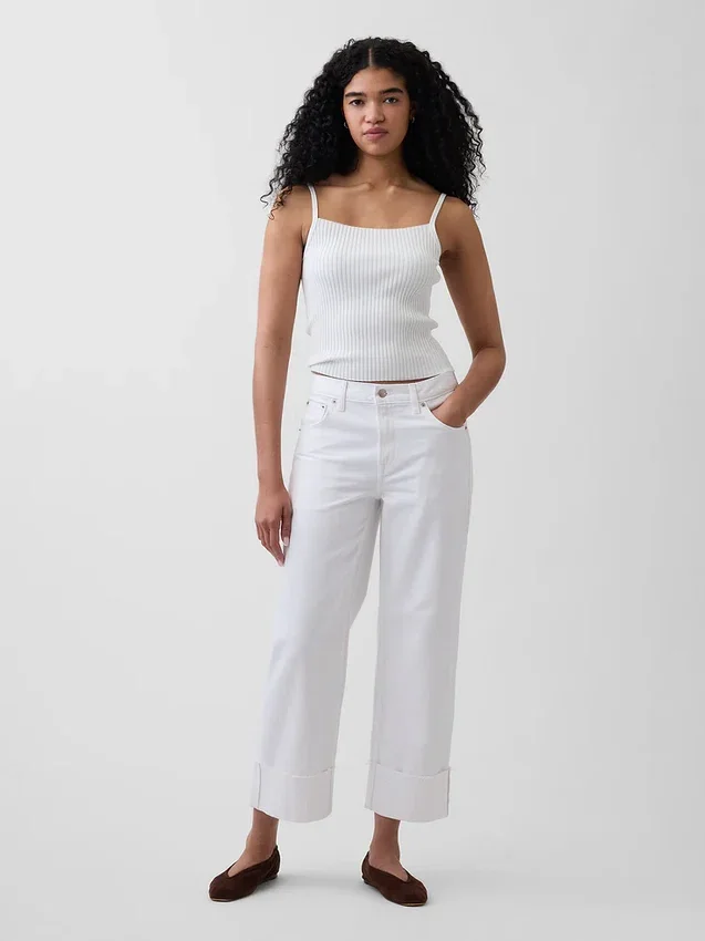 Jeans court décontracté à taille basse