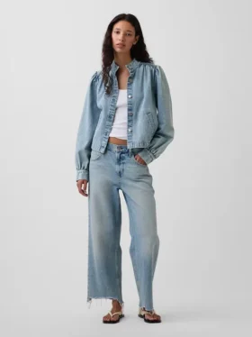 Jeans court décontracté à taille basse