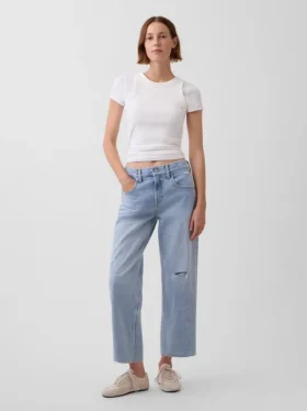 Jeans court décontracté à taille basse