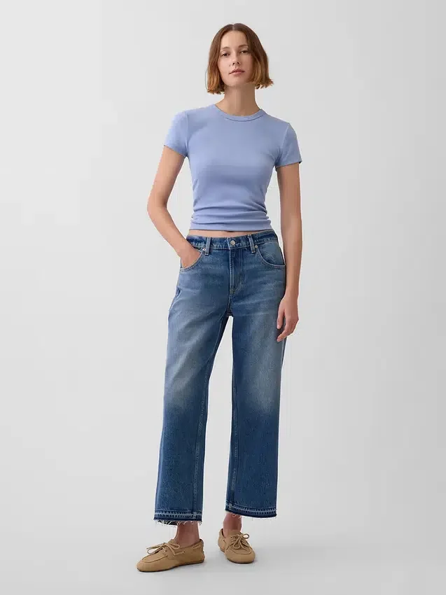 Jeans court décontracté à taille basse