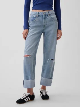 Jeans court décontracté à taille basse