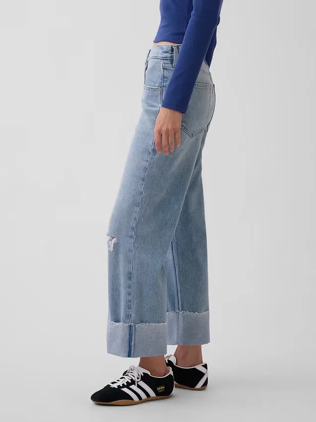 Jeans court décontracté à taille basse