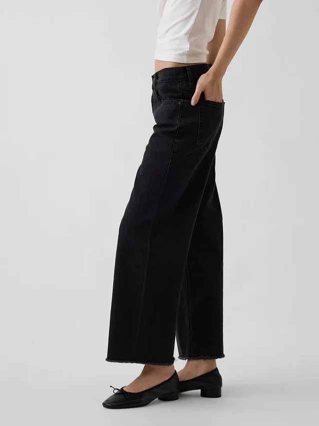 Jeans court décontracté à taille basse