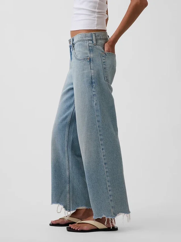 Jeans court décontracté à taille basse