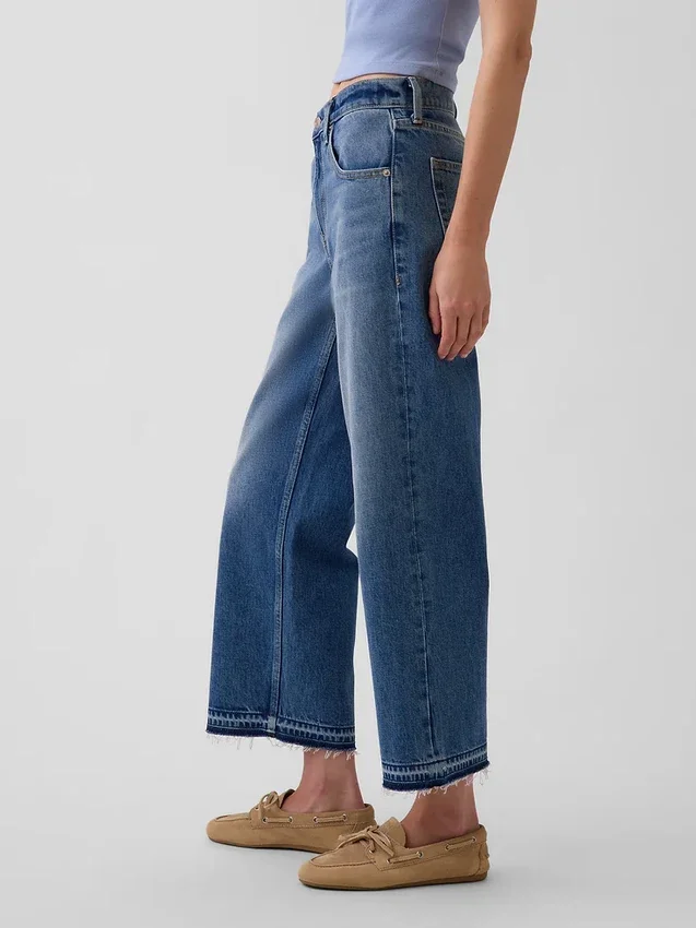 Jeans court décontracté à taille basse