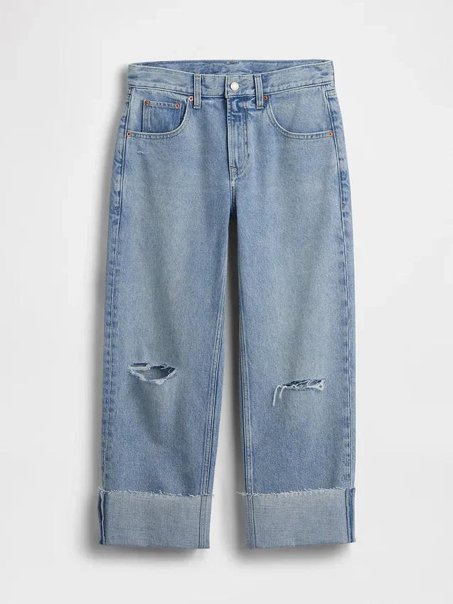 Jeans court décontracté à taille basse