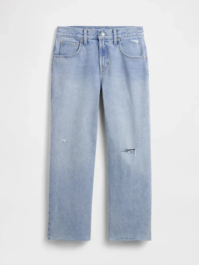 Jeans court décontracté à taille basse