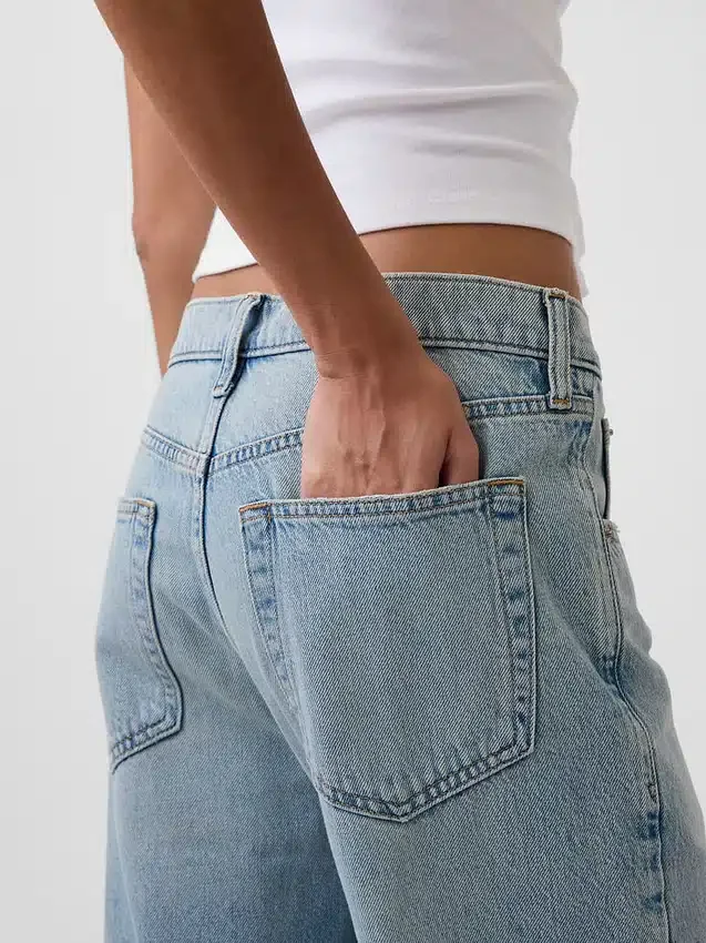 Jeans court décontracté à taille basse
