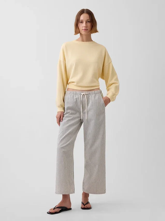 Jeans court à rayures, taille basse, coupe ample et décontractée, style années 90