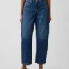 Jeans court à taille haute et coupe « barrel »