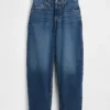 Jeans court à taille haute et coupe « barrel »