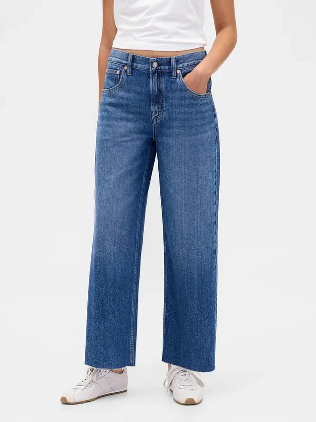 Jeans court, ultra-doux et ample, à taille basse