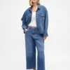 Jeans court, ultra-doux et ample, à taille basse