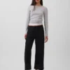 Jeans courts amples « années 90 » ultra-doux à taille basse