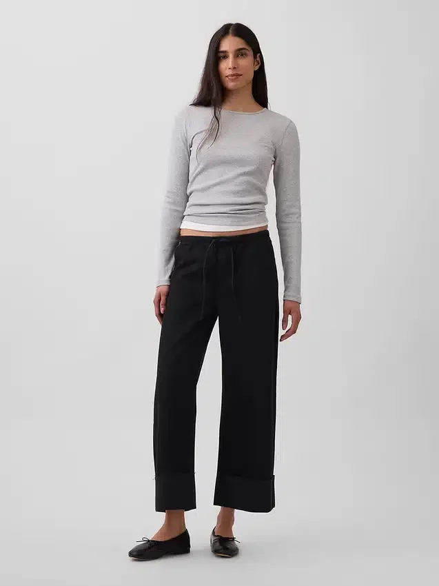 Jeans courts amples « années 90 » ultra-doux à taille basse