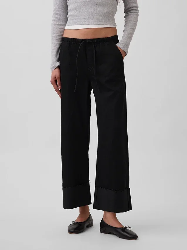 Jeans courts amples « années 90 » ultra-doux à taille basse