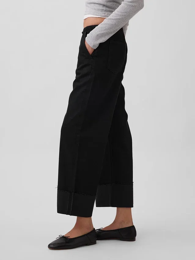 Jeans courts amples « années 90 » ultra-doux à taille basse