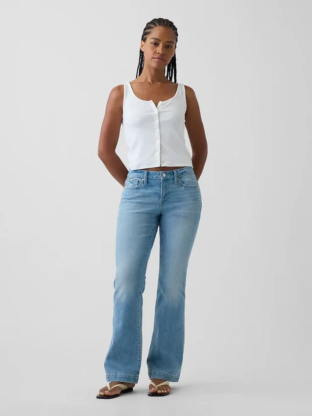 Jeans Curvy taille basse, long et ajusté