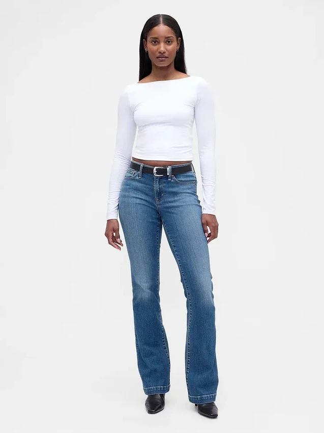Jeans Curvy taille basse, long et ajusté