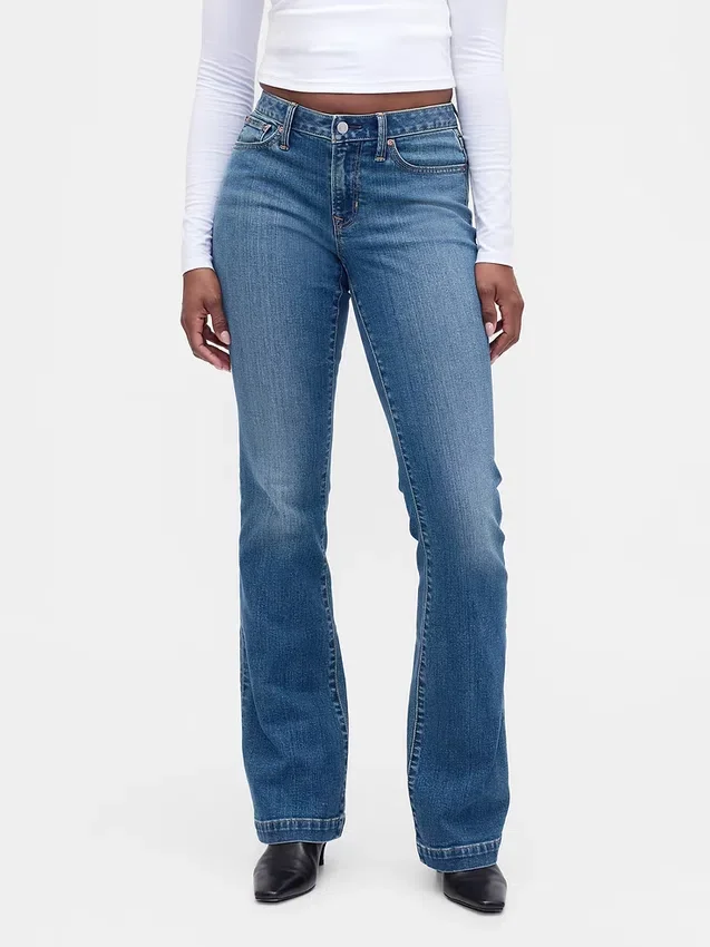 Jeans Curvy taille basse, long et ajusté