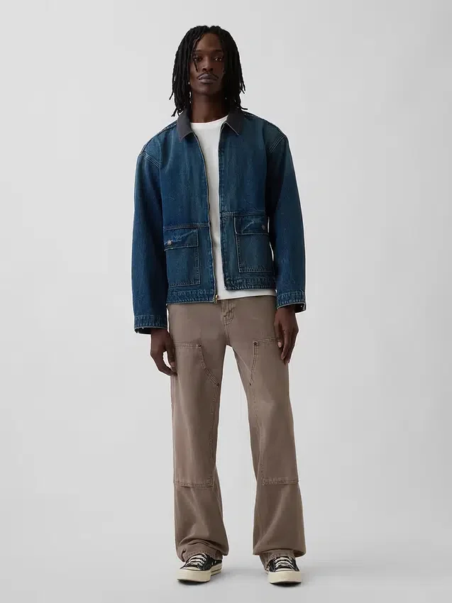 Jeans de charpentier ample des années 90 à double renfort aux genoux