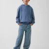 Jeans de charpentier ample à rayures pour enfant, avec renforts aux genoux