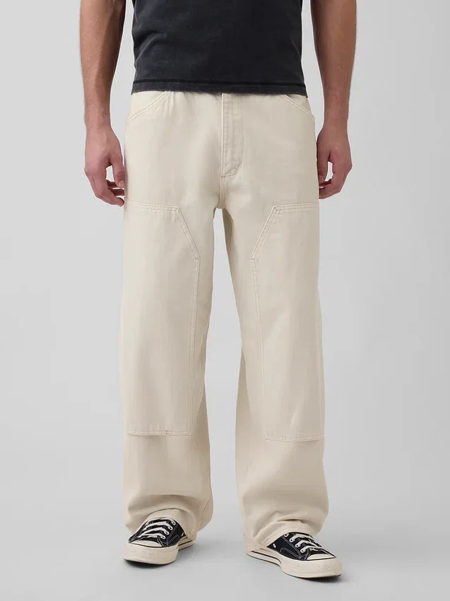 Jeans de charpentier extra ample à double renfort aux genoux