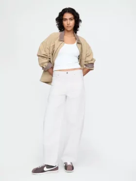 Jeans de charpentier taille haute et coupe droite