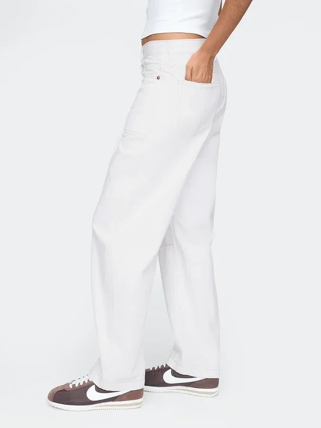 Jeans de charpentier taille haute et coupe droite