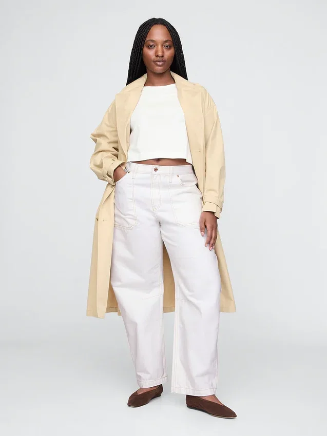 Jeans de charpentier taille haute et coupe droite
