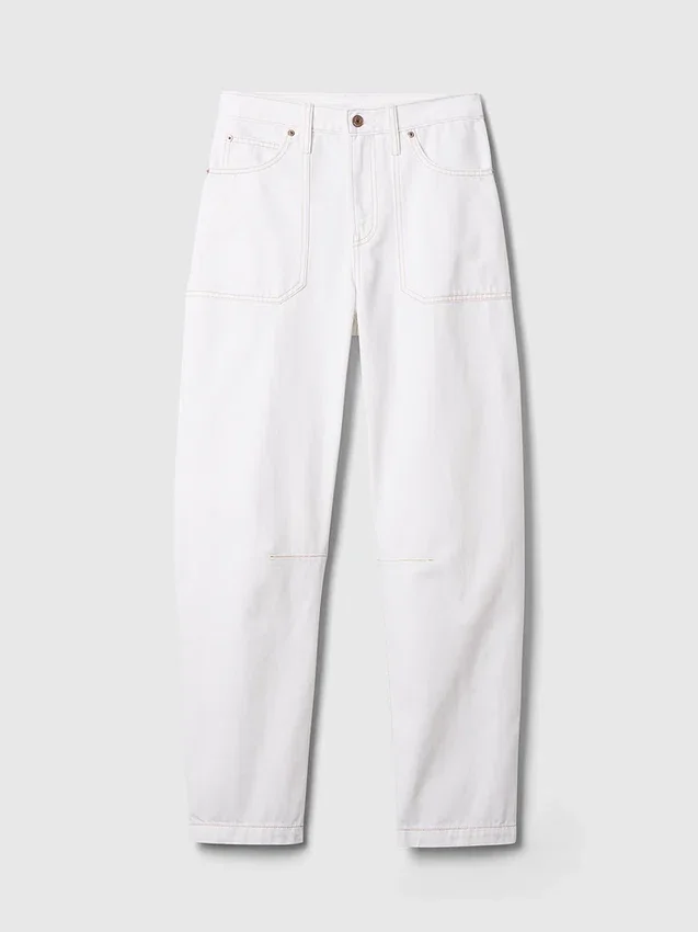 Jeans de charpentier taille haute et coupe droite
