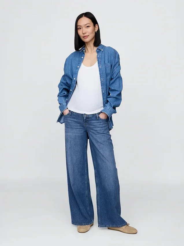 Jeans de maternité ample ultra-doux à empiècement intégral