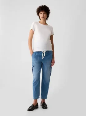 Jeans de maternité cargo à panneau intégral