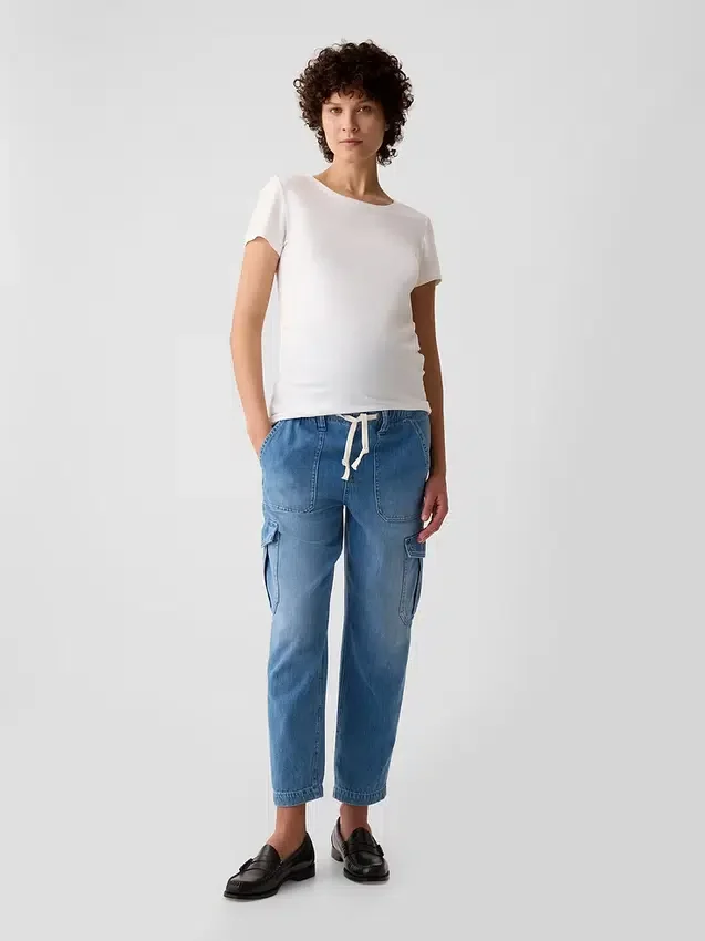 Jeans de maternité cargo à panneau intégral