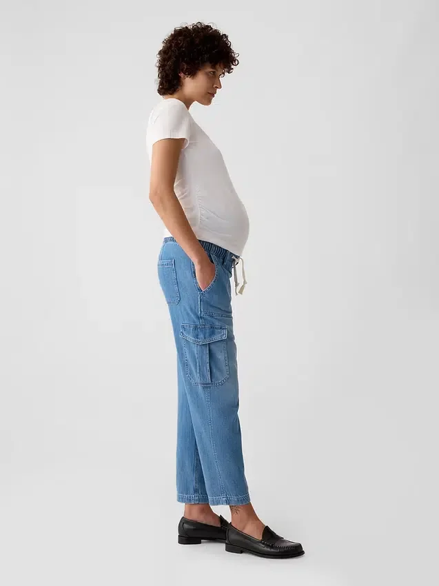 Jeans de maternité cargo à panneau intégral