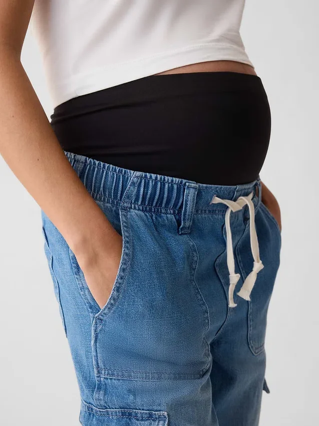 Jeans de maternité cargo à panneau intégral