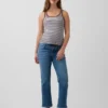 Jeans de maternité court, slim droit, à panneau intégral, style années 90
