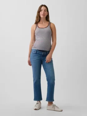 Jeans de maternité court, slim droit, à panneau intégral, style années 90