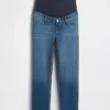 Jeans de maternité court, slim droit, à panneau intégral, style années 90