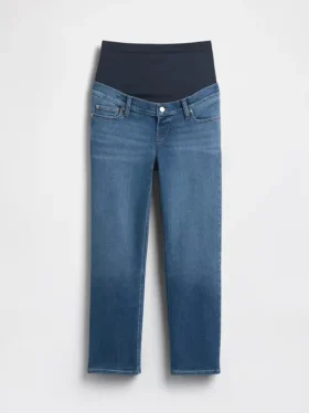 Jeans de maternité court, slim droit, à panneau intégral, style années 90