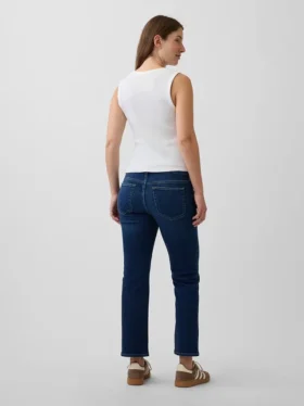 Jeans de maternité court, slim droit, à panneau intégral, style années 90